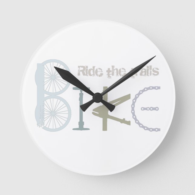 Ride the Trails Bike Graffiti Sport Quote Round Clock (Front)