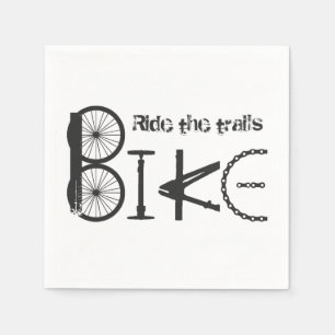 Ride the Trails Quote Bike Graffiti Art Napkin