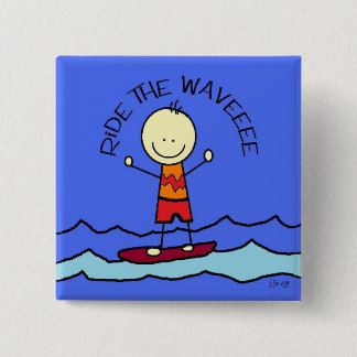 ride the wave 2 inch square button