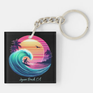 Ride the Wave at Sunset Keychain