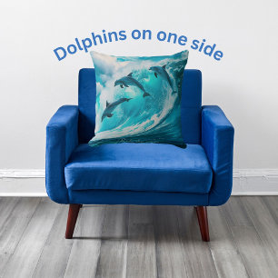 Ride the wave, dolphins  throw pillow