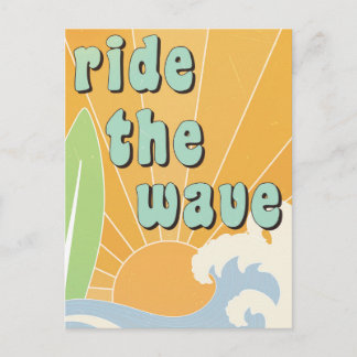 Ride The Wave Inspirational Surf Themed Positivity Postcard