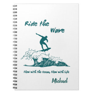 "Ride the Wave" Inspirational Surfing Graphic Notebook
