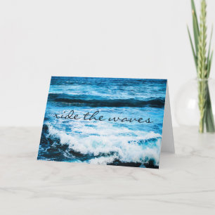 "Ride the waves" Hawaii ocean photo blank inside Card