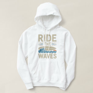 Ride the Waves Retro Surfboard Design Hoodie