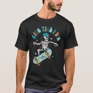 Ride Till I D ie Skateboard Skeleton Retro Spooky T-Shirt