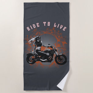Ride to Life - Biker Girl Beach Towel