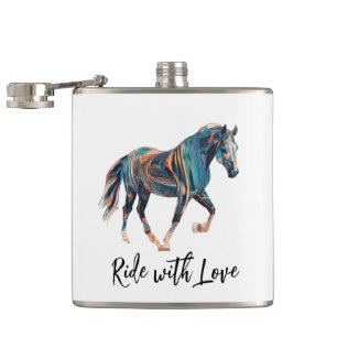 Ride with Love Vinyl Wrapped Flask
