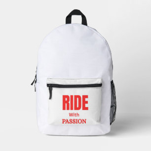 Ride With Passion – Inspirational Motorcycle Typog Printed Backpack