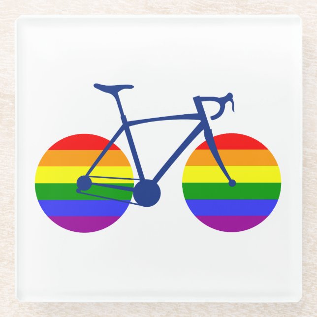 Ride With Pride Bike Glass Coaster (Front)