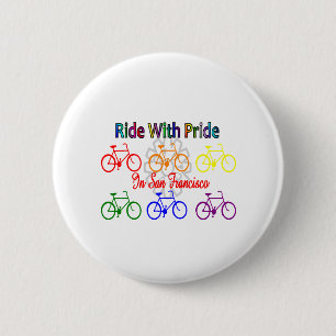ride with pride SF--Gay Lesbian cyclist 2 Inch Round Button