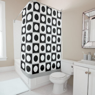 Rideau Abstrait de douche noir et blanc moderne