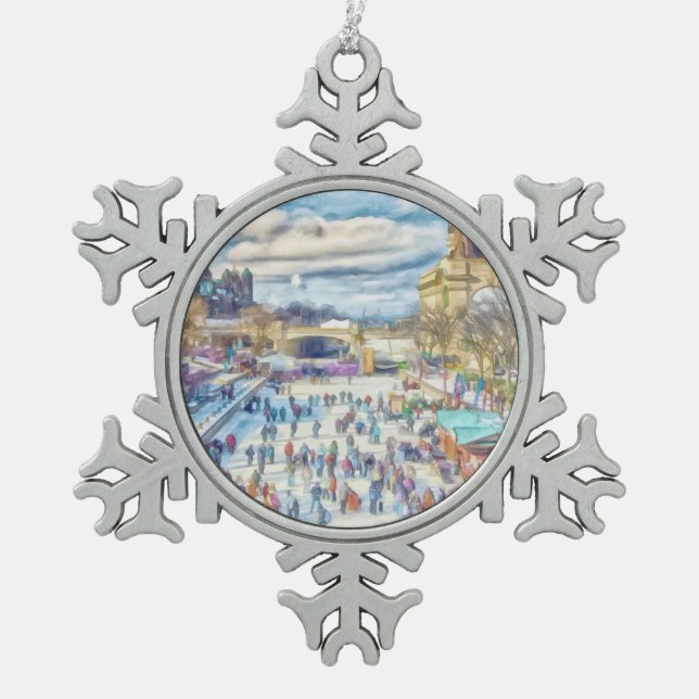Rideau Canal Ottawa Canada Snowflake Pewter Christmas Ornament (Front)