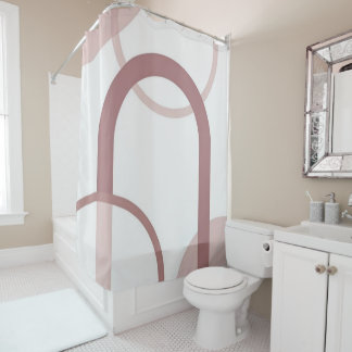 Rideau de douche à arche abstraite rose poussiéreu