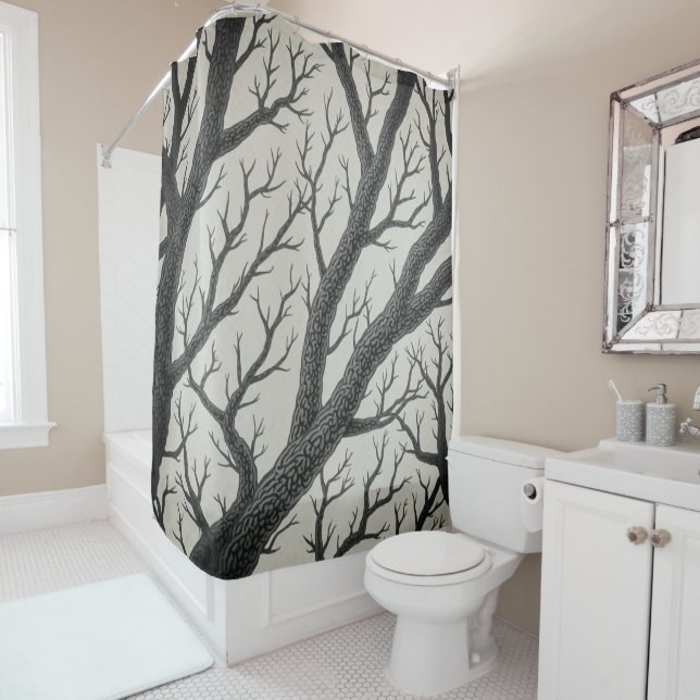 Rideau de douche à branche d'arbre (En situation)