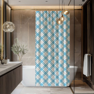 Rideau de douche à carreaux bleu et jaune gras Cad