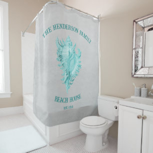Rideau de douche à coquille turquoise