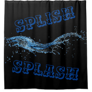 Rideau de douche à éclaboussures en noir et bleu