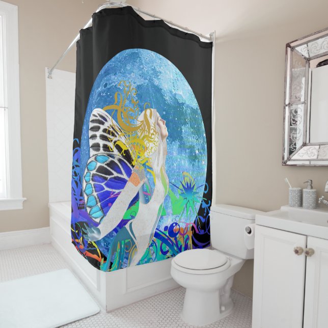 Rideau de douche à fée de lune (En situation)
