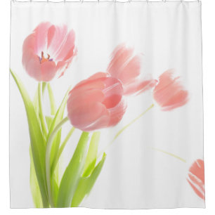 rideau de douche à fleur de tulipe rose