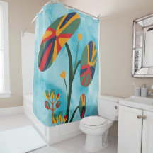 rideau de douche à fleurs