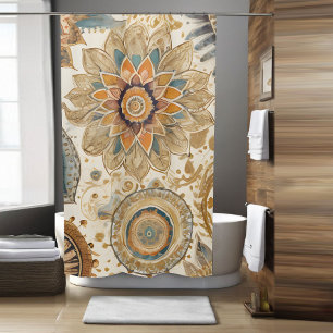 Rideau de douche à fleurs Boho