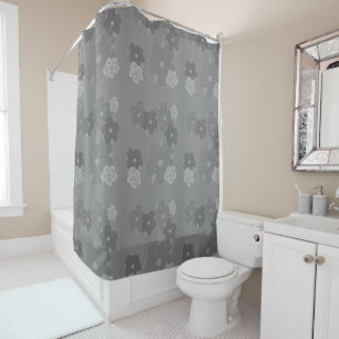 Rideau de douche à fleurs gris mélangé