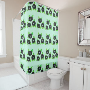 Rideau de douche à fleurs noir