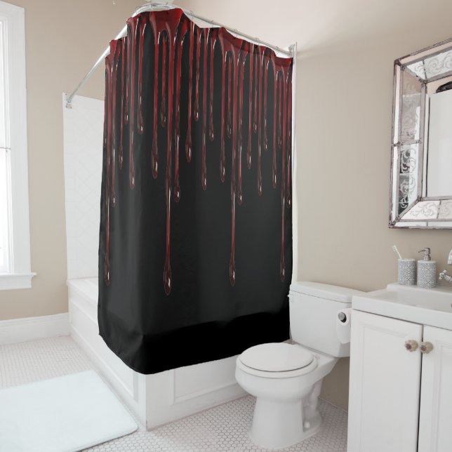 Rideau de douche à gouttes de sang (En situation)