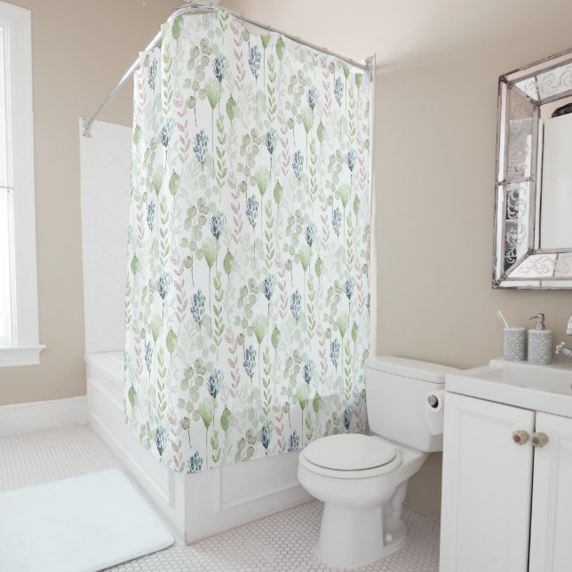 Rideau de douche à imprimer botanique (En situation)