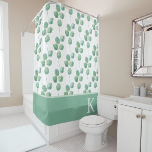 Rideau de douche à l'eucalyptus monogrammé