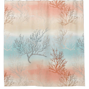 Rideau de douche à motif aquarelle de luxe corail 