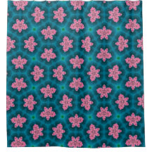 Rideau de douche à motif floral rose gras