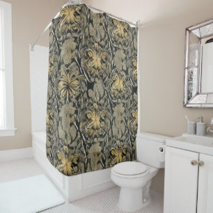 Rideau de douche à motifs floraux or