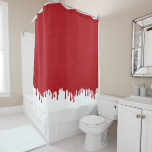 Rideau de douche à paillettes rouge tomate personn