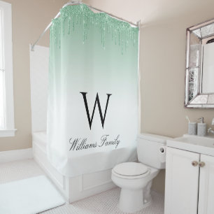 rideau de douche à parties scintillant vert étince