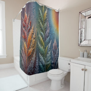 Rideau de douche à plumes colorées en forme de pla