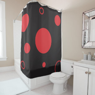 Rideau de douche à pointes rouge Polka