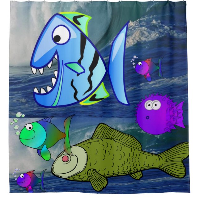 rideau de douche à poissons de l'océan pour enfant (Devant)