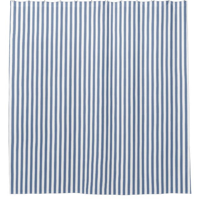 Rideau de douche à rayures bleu et blanc de la mar (Devant)