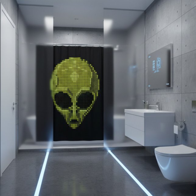 Rideau de douche à tête Alien verte (Créateur téléchargé)