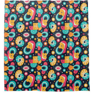 Rideau de douche à thème rétro