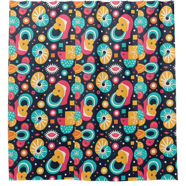 Rideau de douche à thème rétro (Devant)