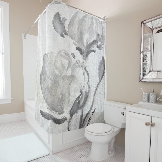 Rideau de douche Abstrait gris (En situation)