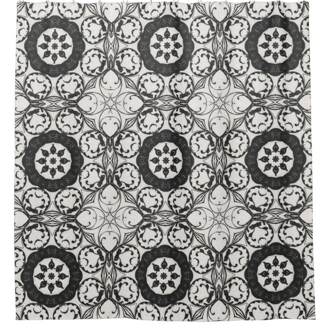 Rideau de douche Abstrait noir et blanc (Devant)