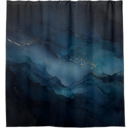 Rideau de douche abstrait sarcelle or océan Deep T