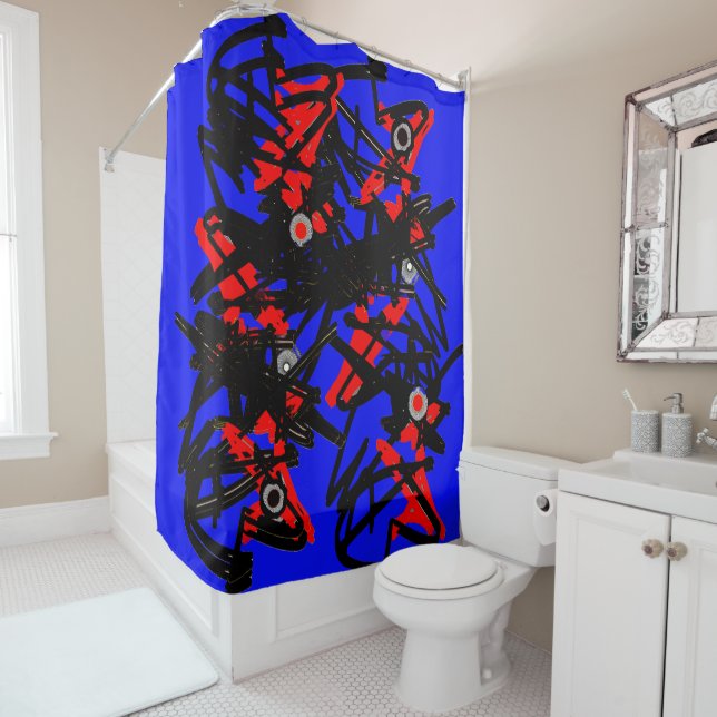RIDEAU DE DOUCHE ABSTRAITE 3D ! (En situation)