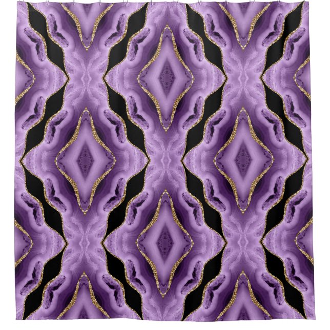 Rideau de douche Abstraite violet Noir (Devant)