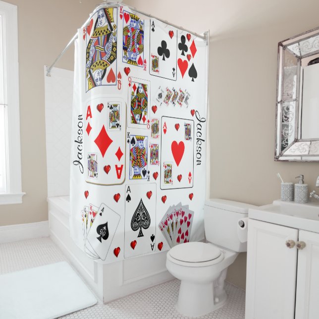 Rideau De Douche Ace Jouant Des Cartes (En situation)