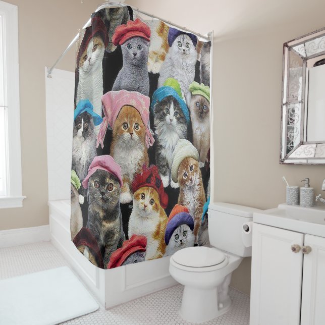 Rideau de douche Amoureux des chats (En situation)